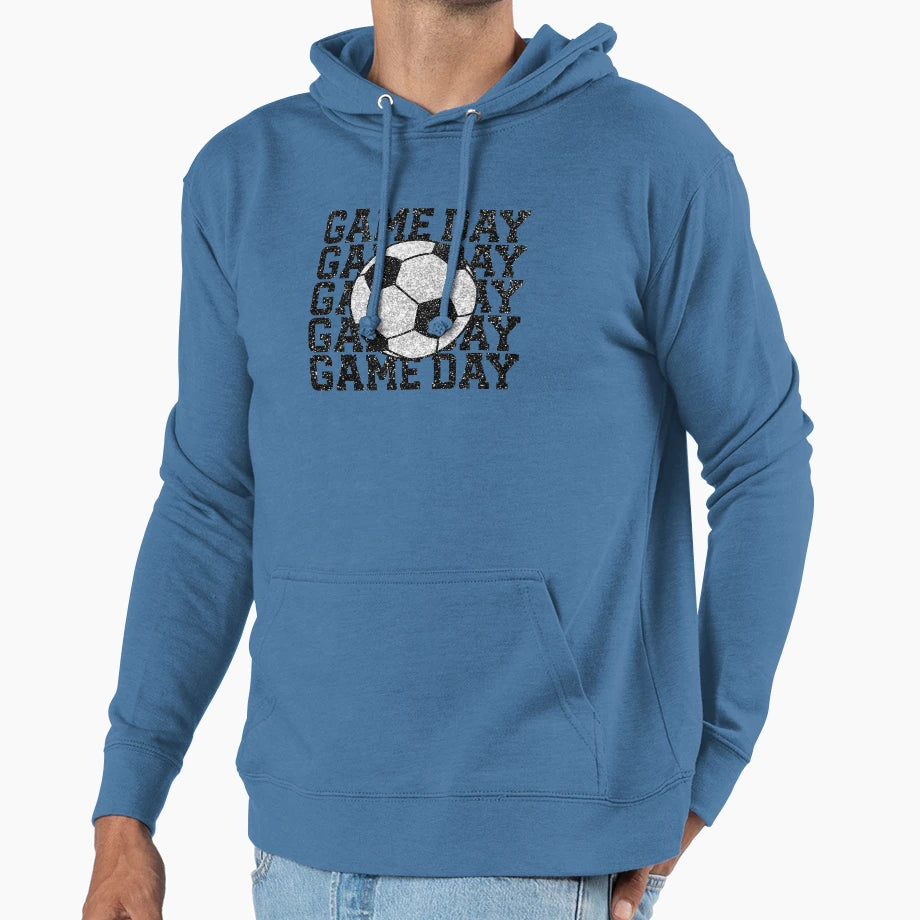 Game Day Silver Glitter Soccer Ball Hoodie - Streetwear Style for Adults - T-Shirt, Sweatshirt, Hoodie