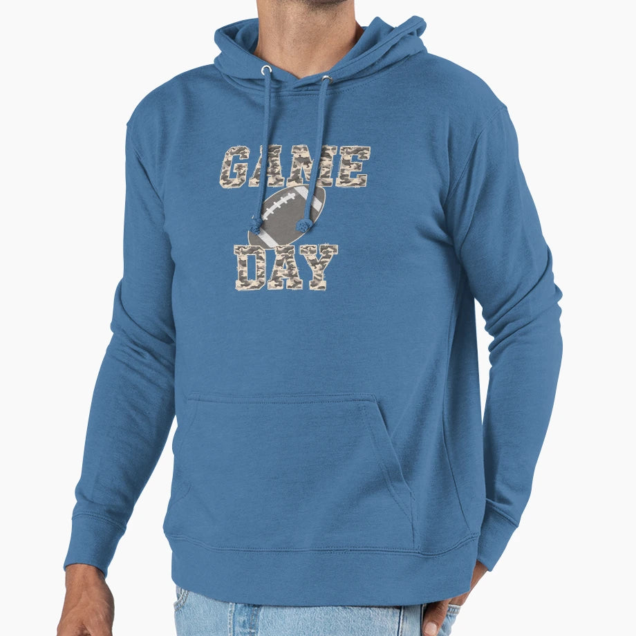 Game Day Camo Football Hoodie - Casual Everyday Wear Unisex - T-Shirt, Sweatshirt, Hoodie
