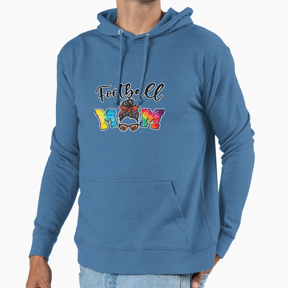 Football Mom Tie Dye Football Soccer Hoodie - Streetwear Style Men Women - T-Shirt, Sweatshirt, Hoodie