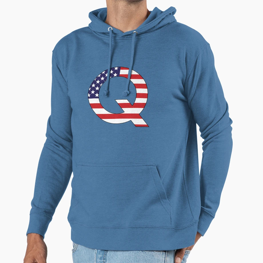 Most Patriotic Letter Alphabet Hoodie - Casual Everyday Wear Unisex - T-Shirt, Sweatshirt, Hoodie