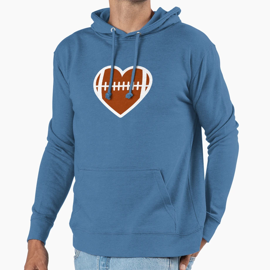 Football Love Hoodie - Casual Everyday Wear Men Women - T-Shirt, Sweatshirt, Hoodie