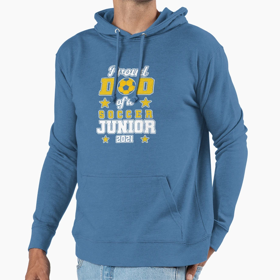Proud Dad Soccer Junior 2021 Volleyball Dad Hoodie - Trendy Graphic Unisex - T-Shirt, Sweatshirt, Hoodie