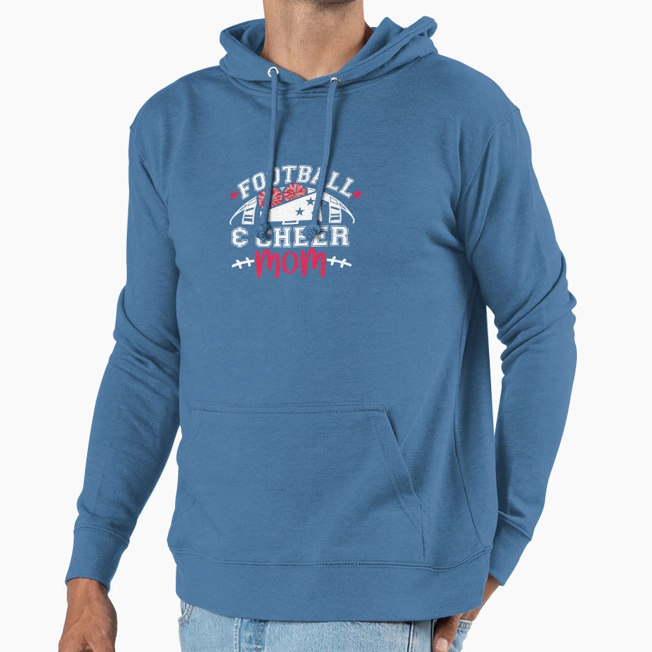 Football And Cheer Mom Cheerleading Mom Hoodie - Trendy Graphic Unisex - T-Shirt, Sweatshirt, Hoodie