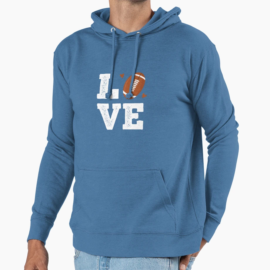 Football Love Hoodie - Graphic Print Men Women - T-Shirt, Sweatshirt, Hoodie