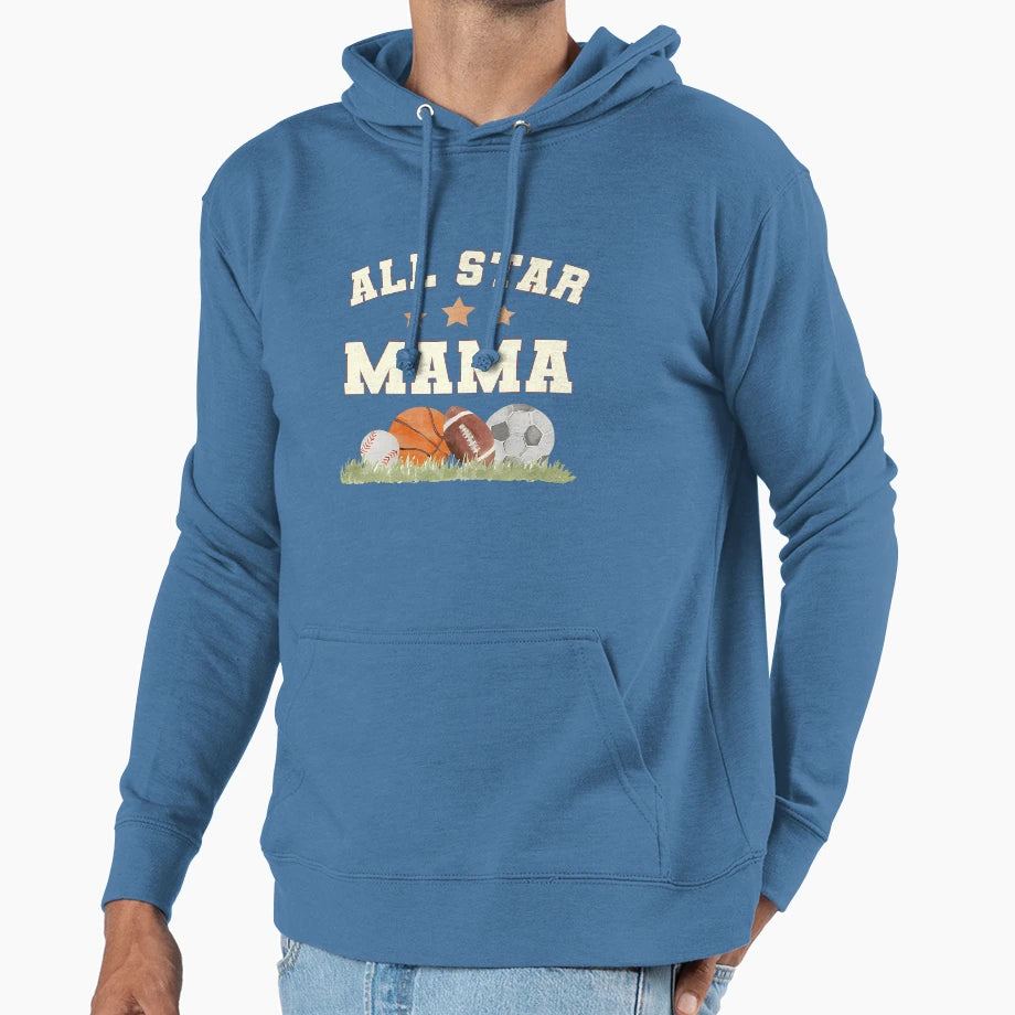 Mama Birthday Basketball Football Hoodie - Minimalist Print Men Women - T-Shirt, Sweatshirt, Hoodie