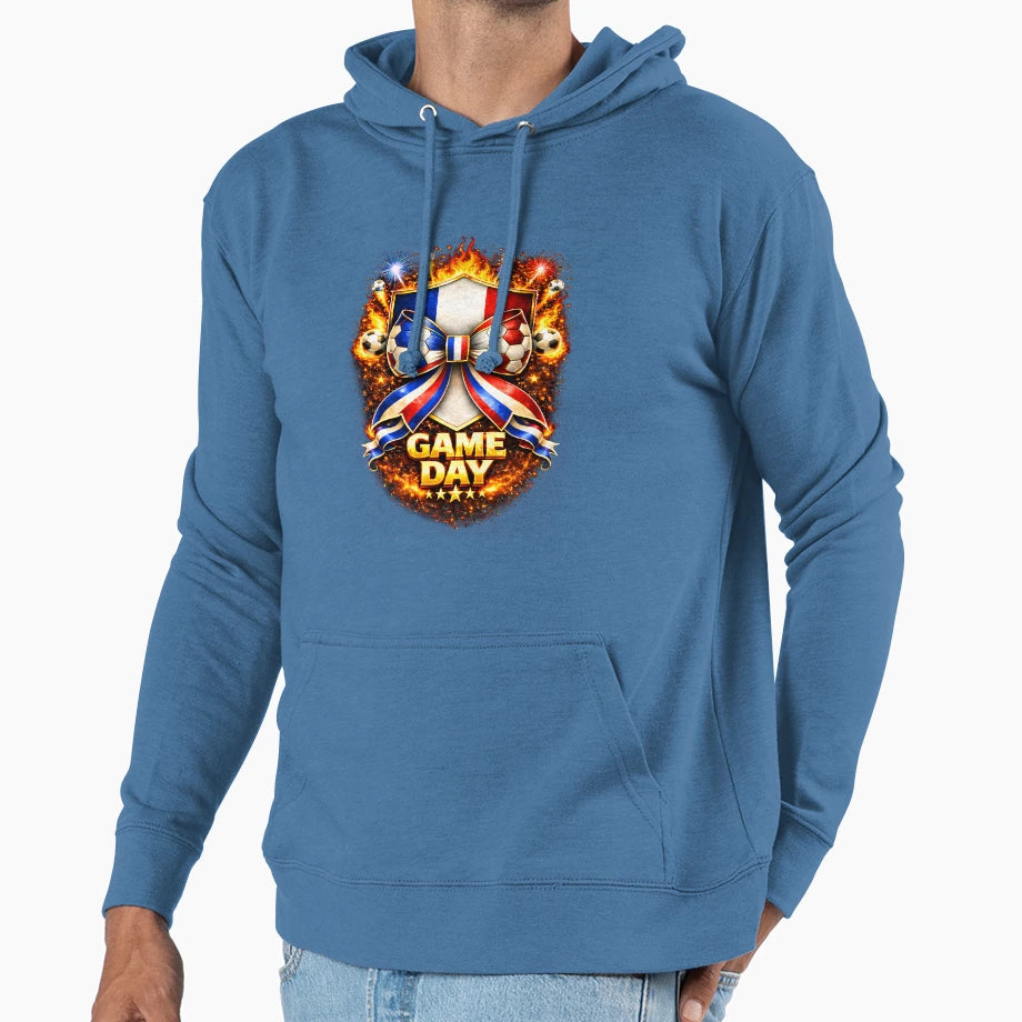 France Soccer Game Day Flaming Hoodie - Aesthetic Graphic Men Women - T-Shirt, Sweatshirt, Hoodie