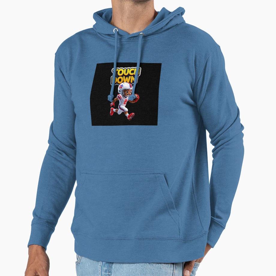Cartoon American Football Player Hoodie - Minimalist Print Men Women - T-Shirt, Sweatshirt, Hoodie