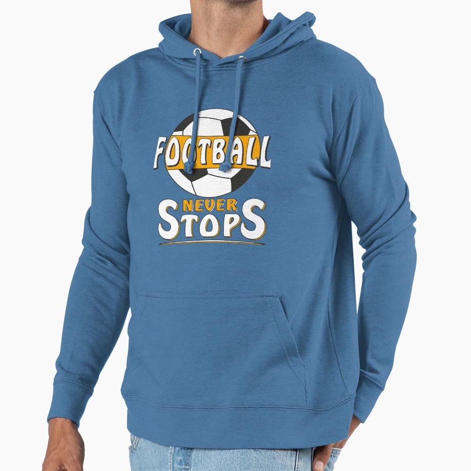 Footballneverstops Hoodie - Aesthetic Graphic Unisex - T-Shirt, Sweatshirt, Hoodie