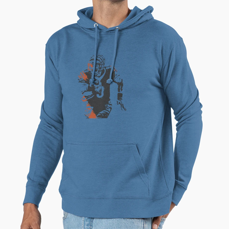 Player Sports Quarterback 14 Wide Hoodie - Fun Novelty Design for Adults - T-Shirt, Sweatshirt, Hoodie