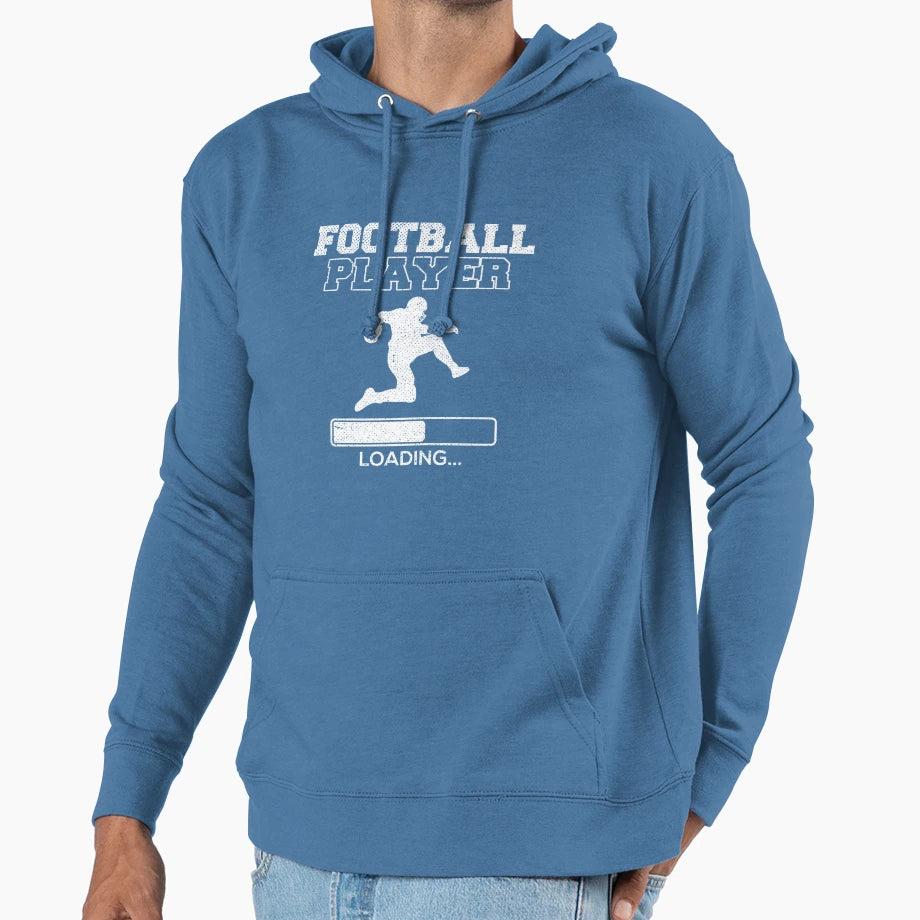 Football Player Loading Hoodie - Novelty Apparel Men Women - T-Shirt, Sweatshirt, Hoodie