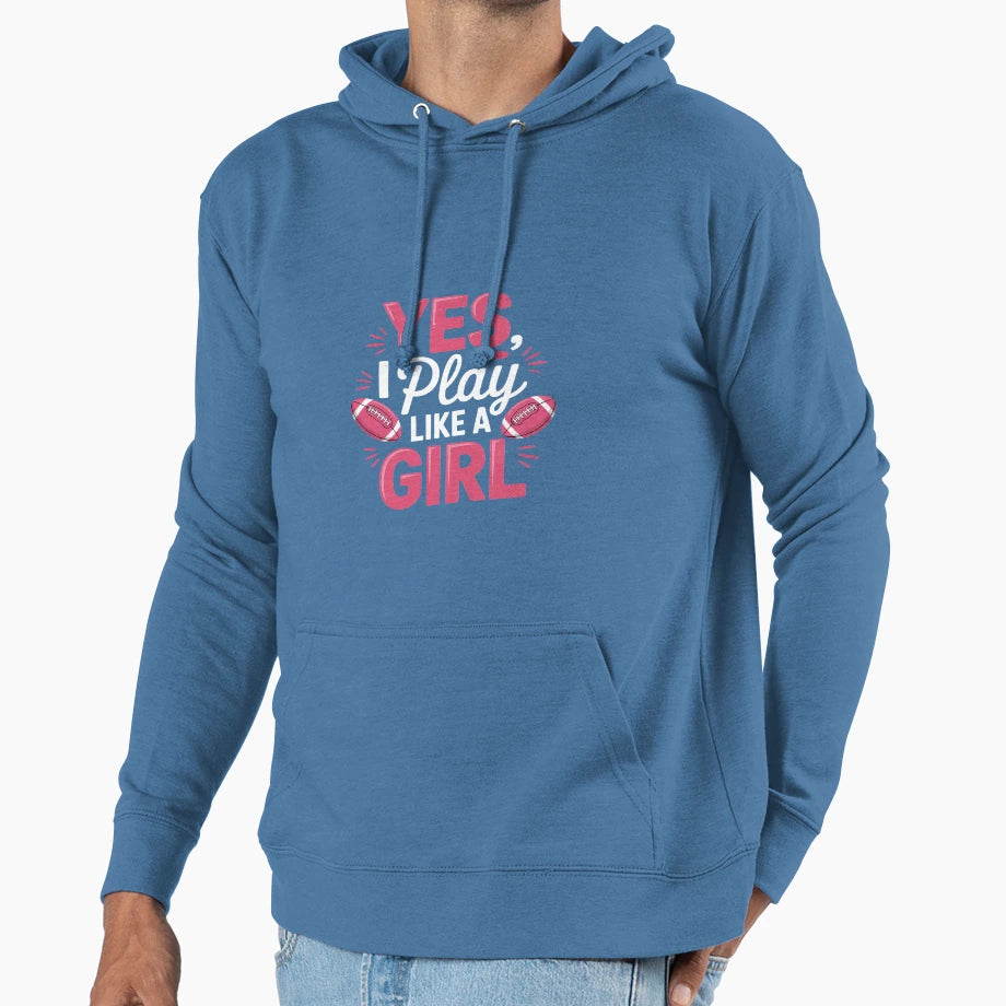 Flag Football Girl1 Hoodie - Aesthetic Graphic for Adults - T-Shirt, Sweatshirt, Hoodie