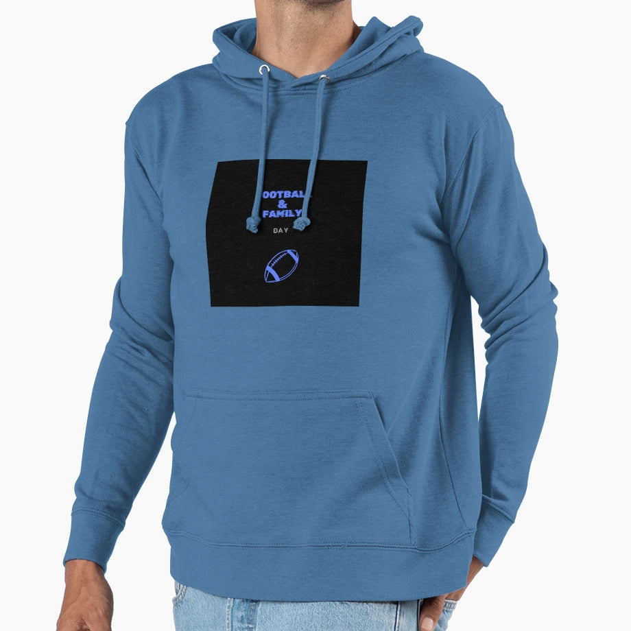 Football Family Blue Hoodie - Minimalist Print for Adults - T-Shirt, Sweatshirt, Hoodie