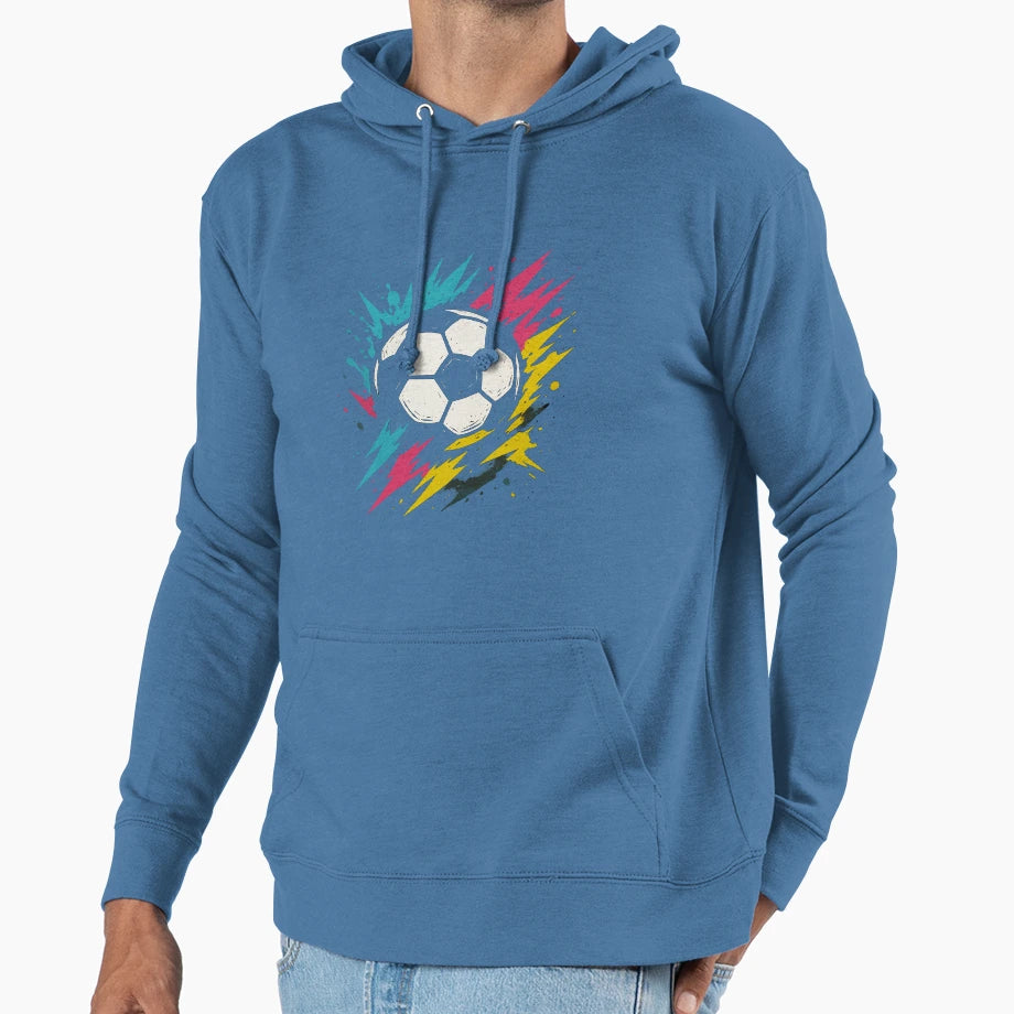 Soccer Ball Splash Energy Players Fans Hoodie - Streetwear Style for Adults - T-Shirt, Sweatshirt, Hoodie