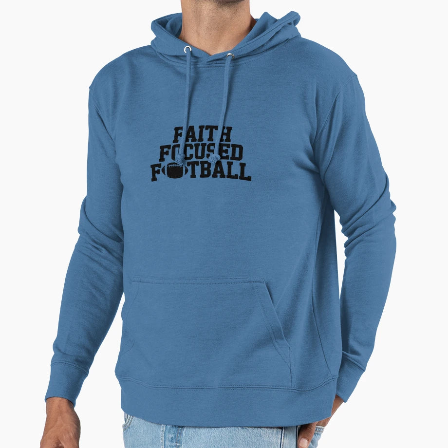 Faith Focused Football Hoodie - Casual Everyday Wear Men Women - T-Shirt, Sweatshirt, Hoodie