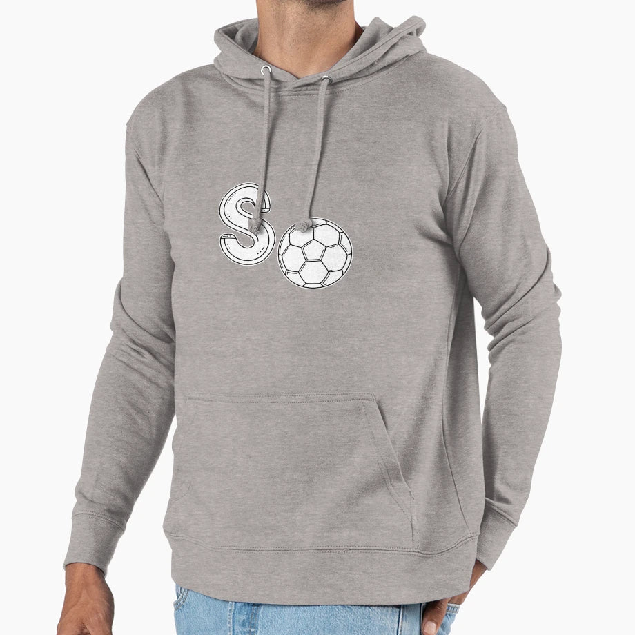Illustration Letter S Stand Soccer Ball Hoodie - Unique Graphic Men Women - T-Shirt, Sweatshirt, Hoodie