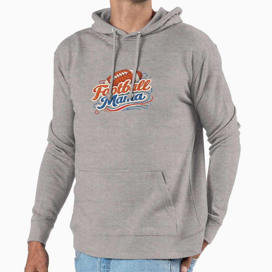 Football Mama Embroidered Patch Hoodie - Custom Art Print Men Women - T-Shirt, Sweatshirt, Hoodie