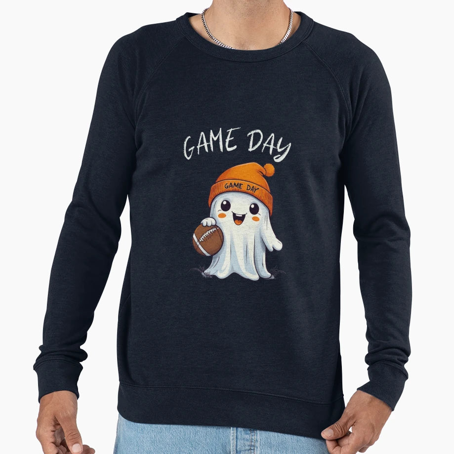 Football Game Day Ghost Halloween Sweatshirt - Minimalist Print Unisex - T-Shirt, Sweatshirt, Hoodie