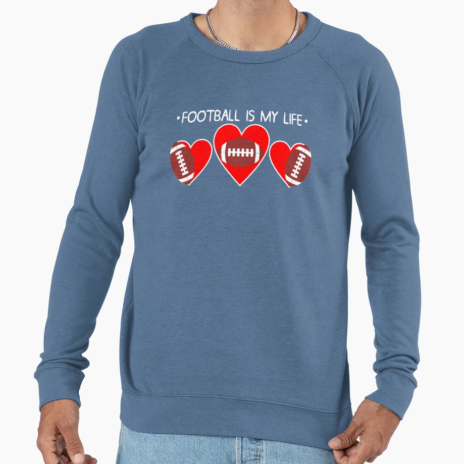 Heart Valentines Day Football Is T-Shirt - Casual Everyday Wear Men Women - T-Shirt, Sweatshirt, Hoodie