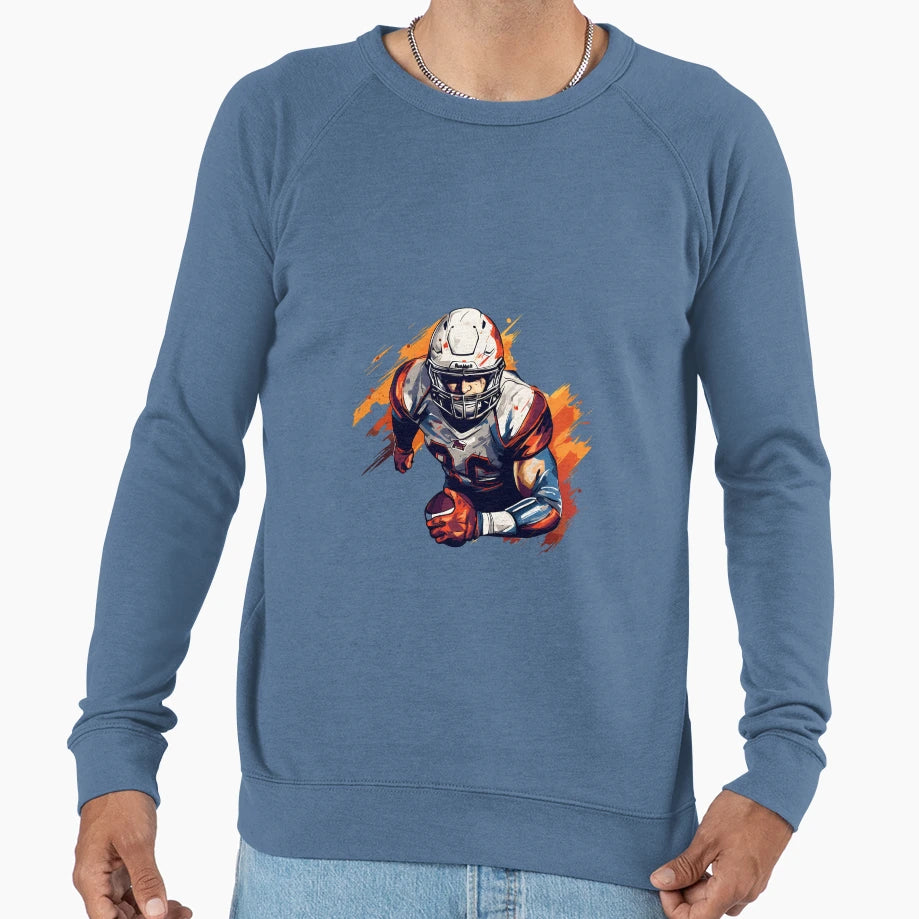 Artistic Cartoon Football Player Sweatshirt - Custom Art Print for Adults - T-Shirt, Sweatshirt, Hoodie