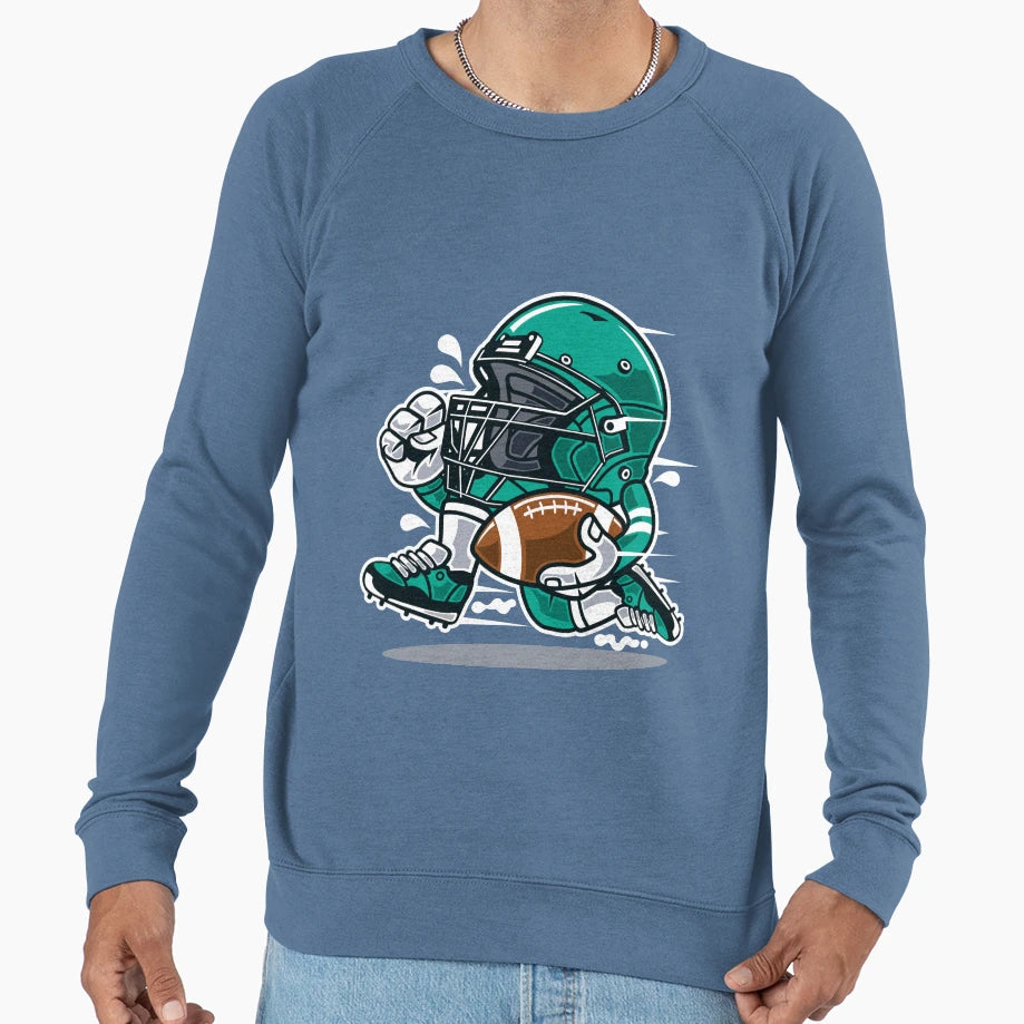 American Football Player Cartoon Sweatshirt - Unique Graphic Men Women - T-Shirt, Sweatshirt, Hoodie