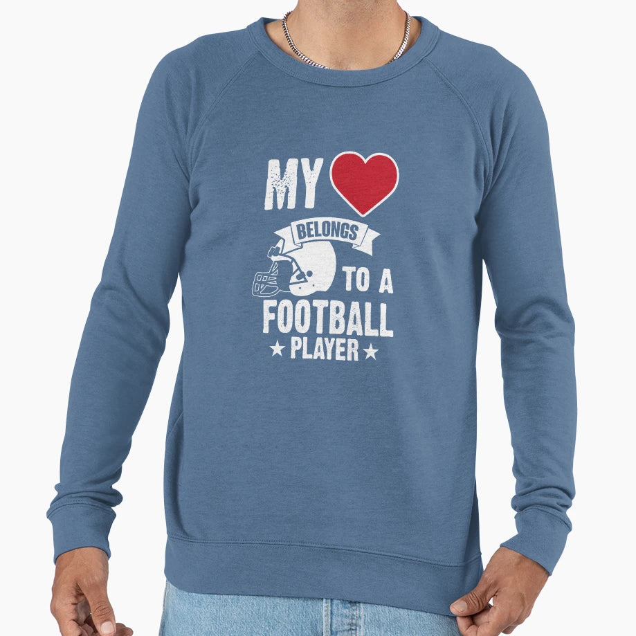 Heart Football Player Coach Mom Sweatshirt - Unique Graphic for Adults - T-Shirt, Sweatshirt, Hoodie