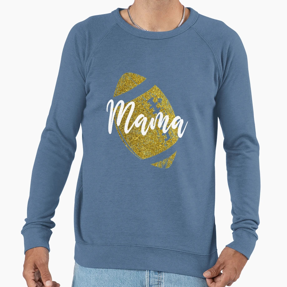Mama Football American Glitter Sweatshirt - Minimalist Print for Adults - T-Shirt, Sweatshirt, Hoodie