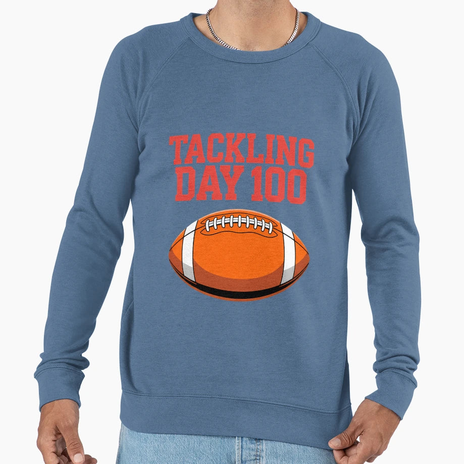 100Th Day School Football Lovers Sweatshirt - Aesthetic Graphic Men Women - T-Shirt, Sweatshirt, Hoodie