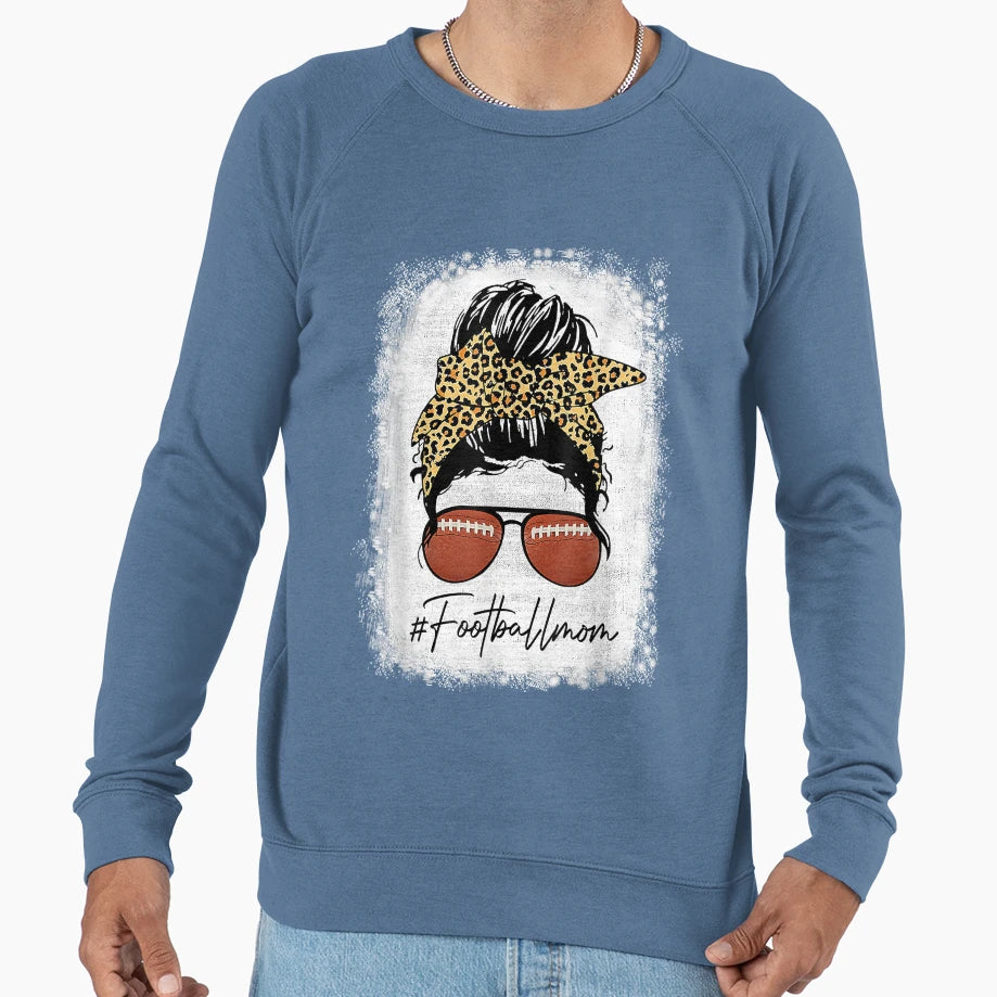 Bleached Football Mom Life Leopard Sweatshirt - Trendy Graphic for Adults - T-Shirt, Sweatshirt, Hoodie