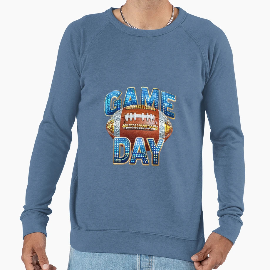 Game Day Sequin Football Shiny Sweatshirt - Minimalist Print for Adults - T-Shirt, Sweatshirt, Hoodie