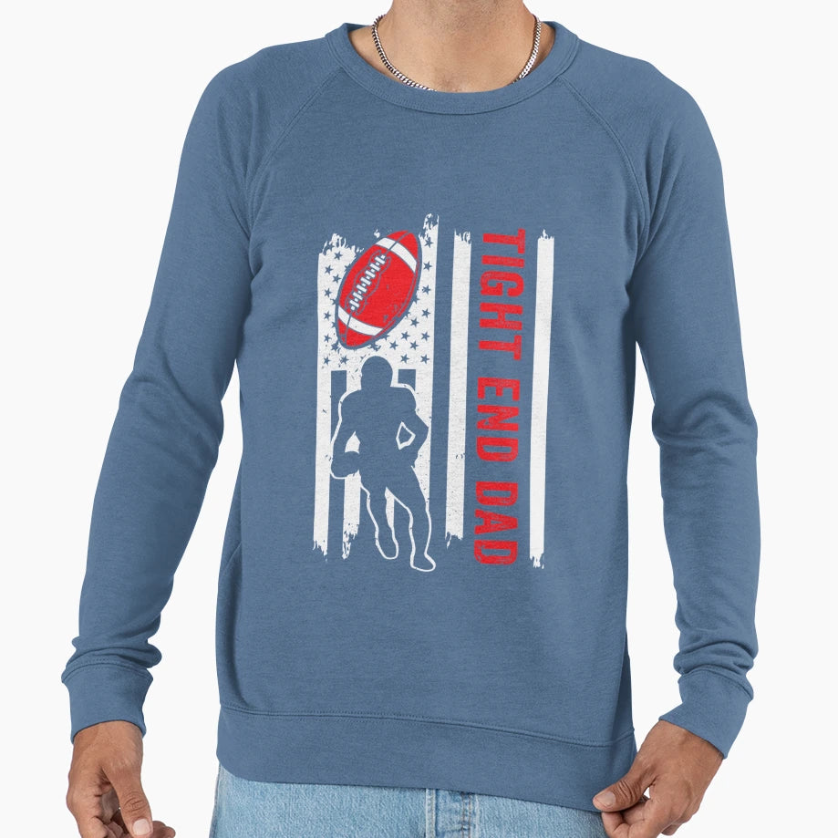 American Flag Football Tight End Dad T-Shirt - Minimalist Print for Adults - T-Shirt, Sweatshirt, Hoodie