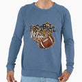 Game Day Leopard Heart Football Mom Sweatshirt - Streetwear Style Unisex - T-Shirt, Sweatshirt, Hoodie