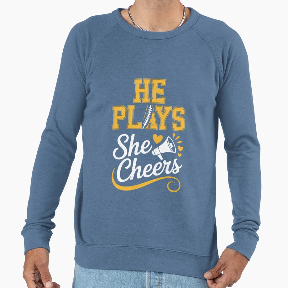 Football And Cheer Mom Cheerleading Sweatshirt - Custom Art Print Men Women - T-Shirt, Sweatshirt, Hoodie