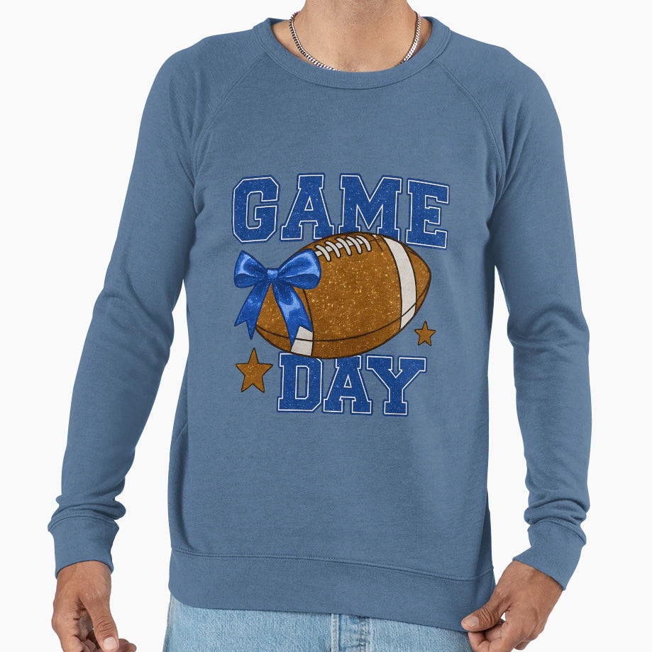 Game Day Football Glitter Bow Sweatshirt - Fun Novelty Design for Adults - T-Shirt, Sweatshirt, Hoodie