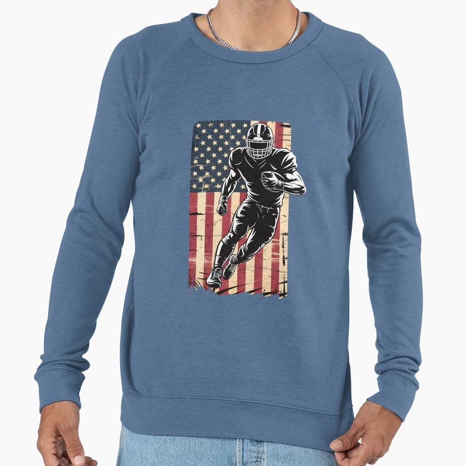 American Flag Football Player Sports Sweatshirt - Trendy Graphic Men Women - T-Shirt, Sweatshirt, Hoodie
