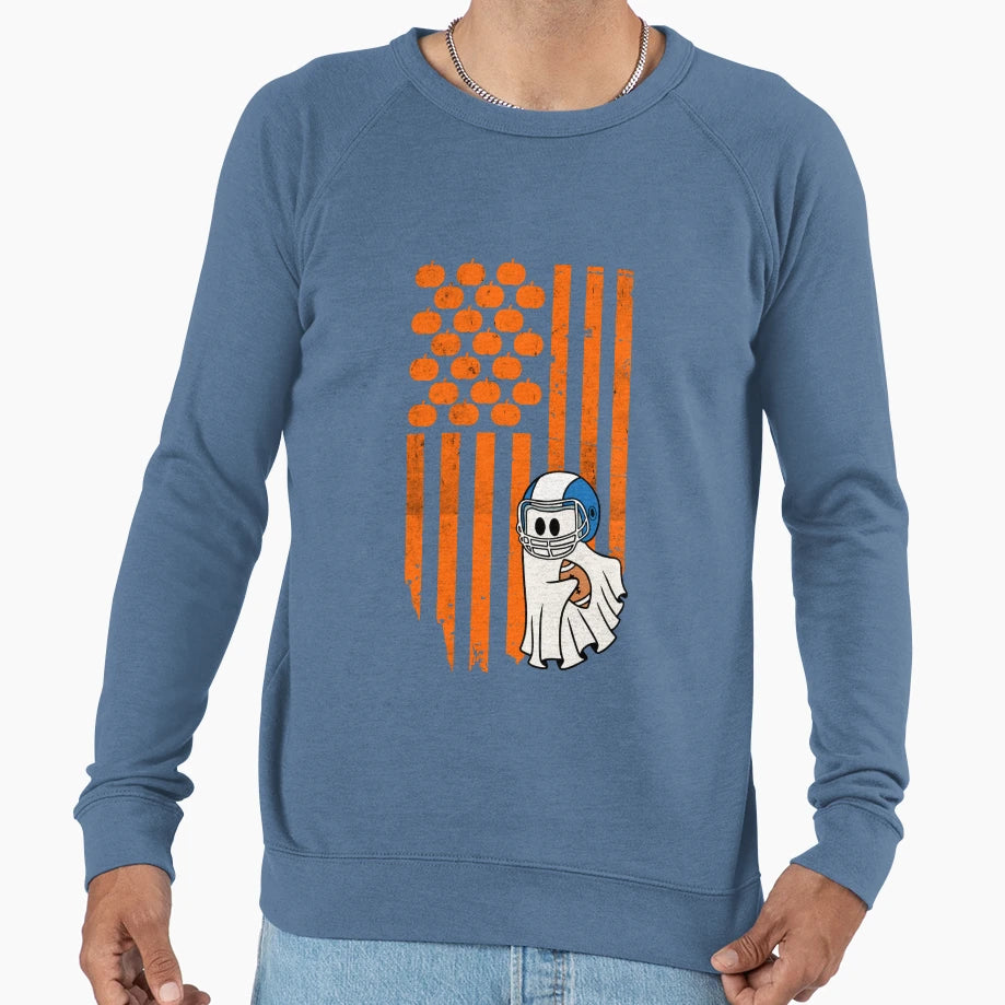 Football Player Fan Ghost Halloween Sweatshirt - Graphic Print for Adults - T-Shirt, Sweatshirt, Hoodie
