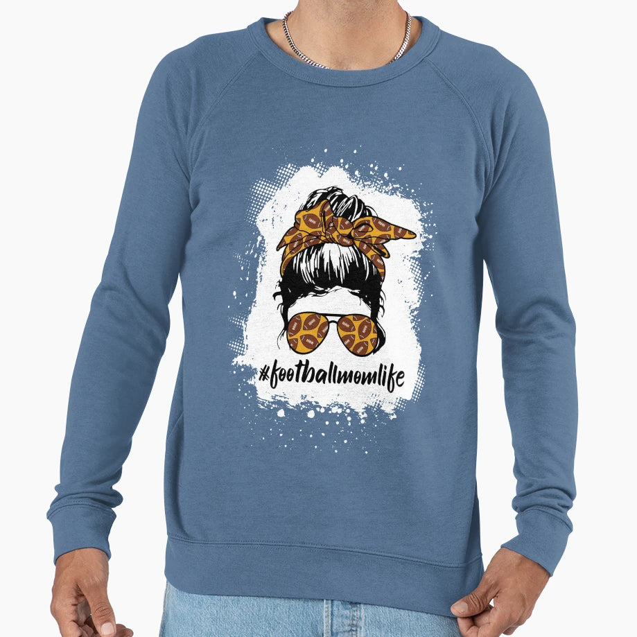 Football Mom Shirts Bleached Football T-Shirt - Custom Art Print Unisex - T-Shirt, Sweatshirt, Hoodie