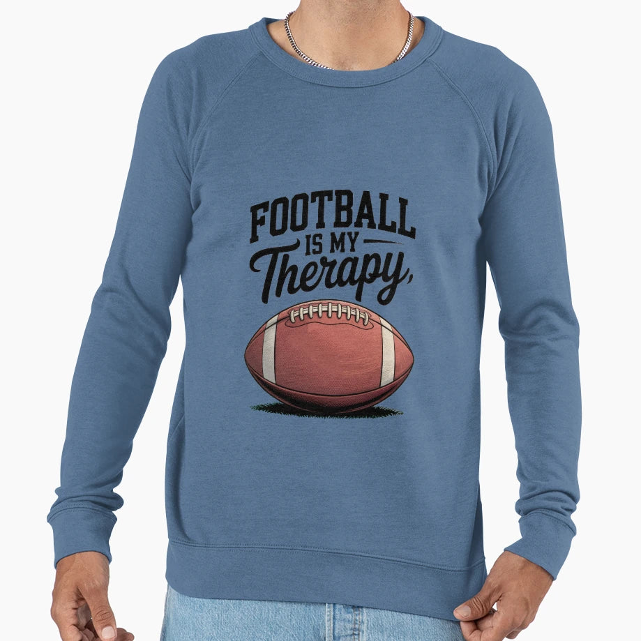 Football Is My Therapy Pigskin Sweatshirt - Unique Graphic Unisex - T-Shirt, Sweatshirt, Hoodie