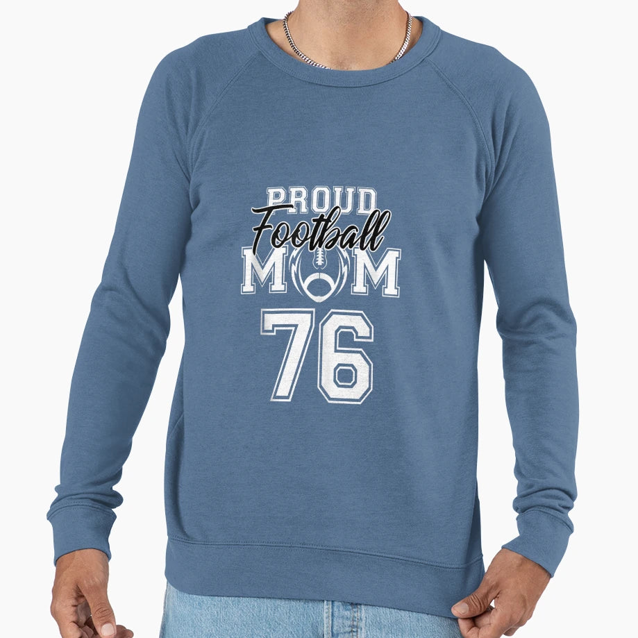 Custom Proud Football Mom Number Sweatshirt - Minimalist Print for Adults - T-Shirt, Sweatshirt, Hoodie