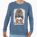 Bleached Football Mom Messy Bun Sweatshirt - Graphic Print Unisex - T-Shirt, Sweatshirt, Hoodie
