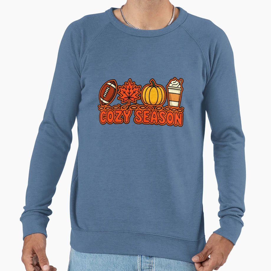 Cozy Season Pumpkin Coffee Football Sweatshirt - Unique Graphic Unisex - T-Shirt, Sweatshirt, Hoodie