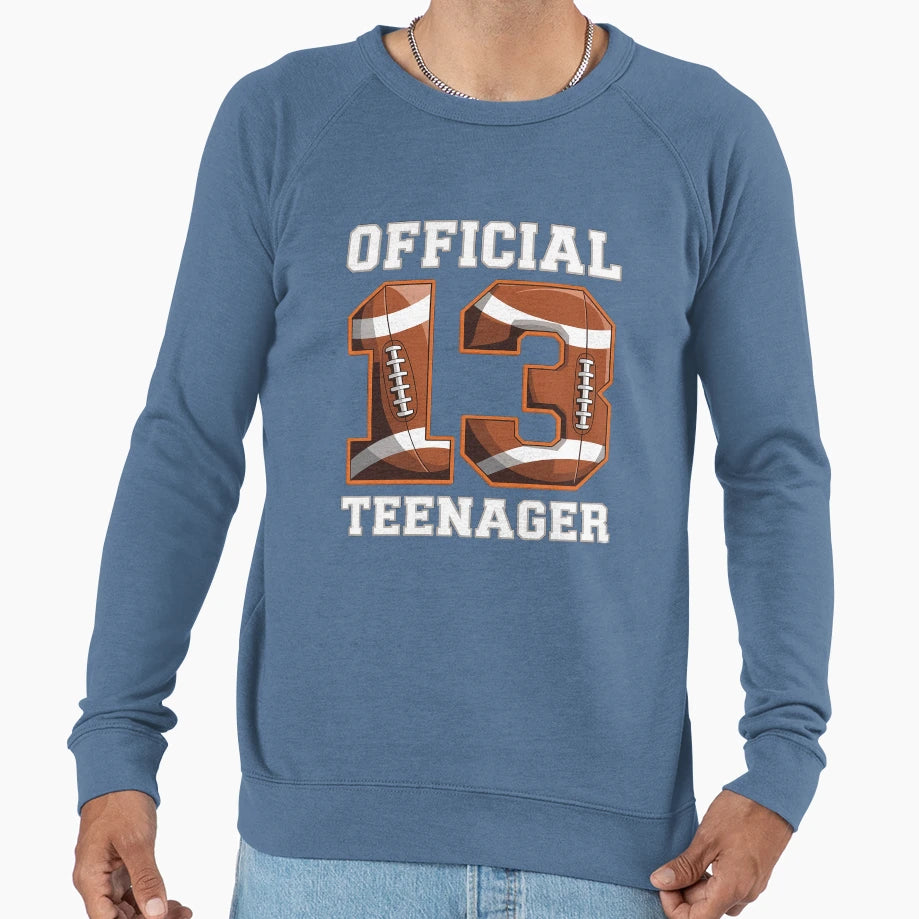 Football 13 Year Old Birthday Sweatshirt - Trendy Graphic Unisex - T-Shirt, Sweatshirt, Hoodie