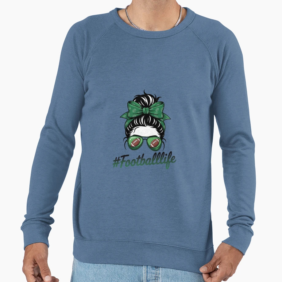 Football Mom Life Messy Bun Football Sweatshirt - Streetwear Style Unisex - T-Shirt, Sweatshirt, Hoodie