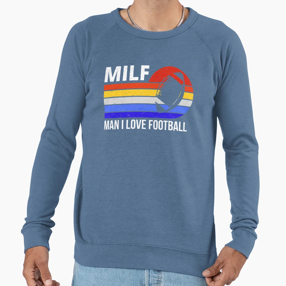 Milf I Love Football V Sweatshirt - Minimalist Print Men Women - T-Shirt, Sweatshirt, Hoodie