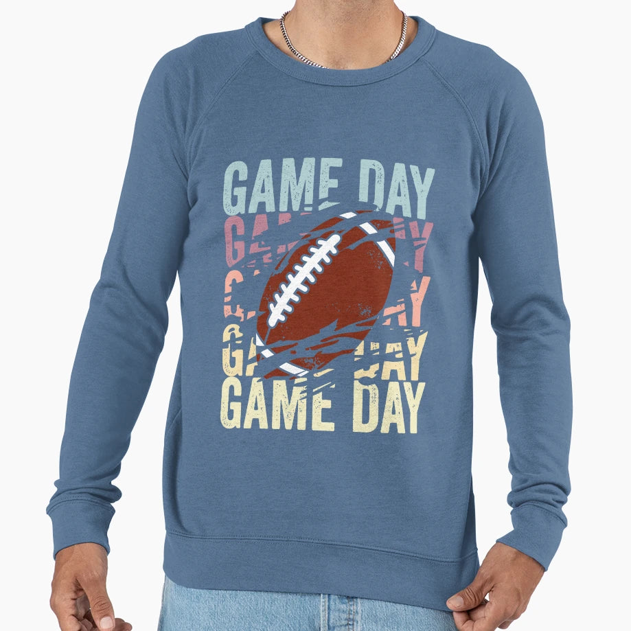 Game Day Football Distressed Sweatshirt - Custom Art Print for Adults - T-Shirt, Sweatshirt, Hoodie