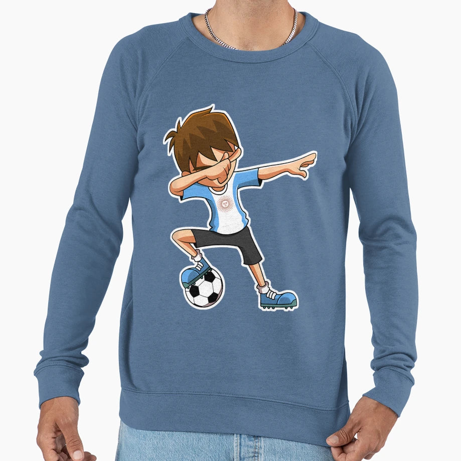 Dabbing Soccer Argentina Jersey Sweatshirt - Graphic Print Unisex - T-Shirt, Sweatshirt, Hoodie
