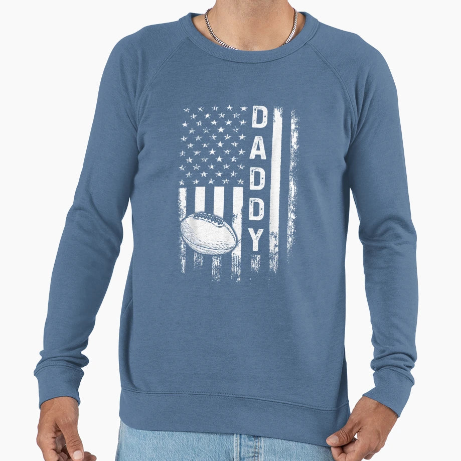 Football Daddy American Flag Sweatshirt - Minimalist Print for Adults - T-Shirt, Sweatshirt, Hoodie