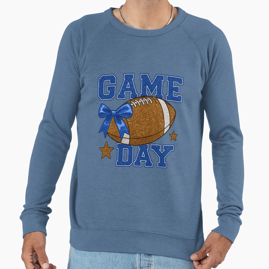 Game Day Football Glitter Bow Sweatshirt - Fun Novelty Design Men Women - T-Shirt, Sweatshirt, Hoodie