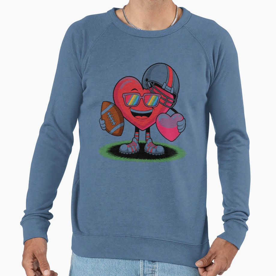 Valentines Day Heart Quarterback Sweatshirt - Casual Everyday Wear Unisex - T-Shirt, Sweatshirt, Hoodie