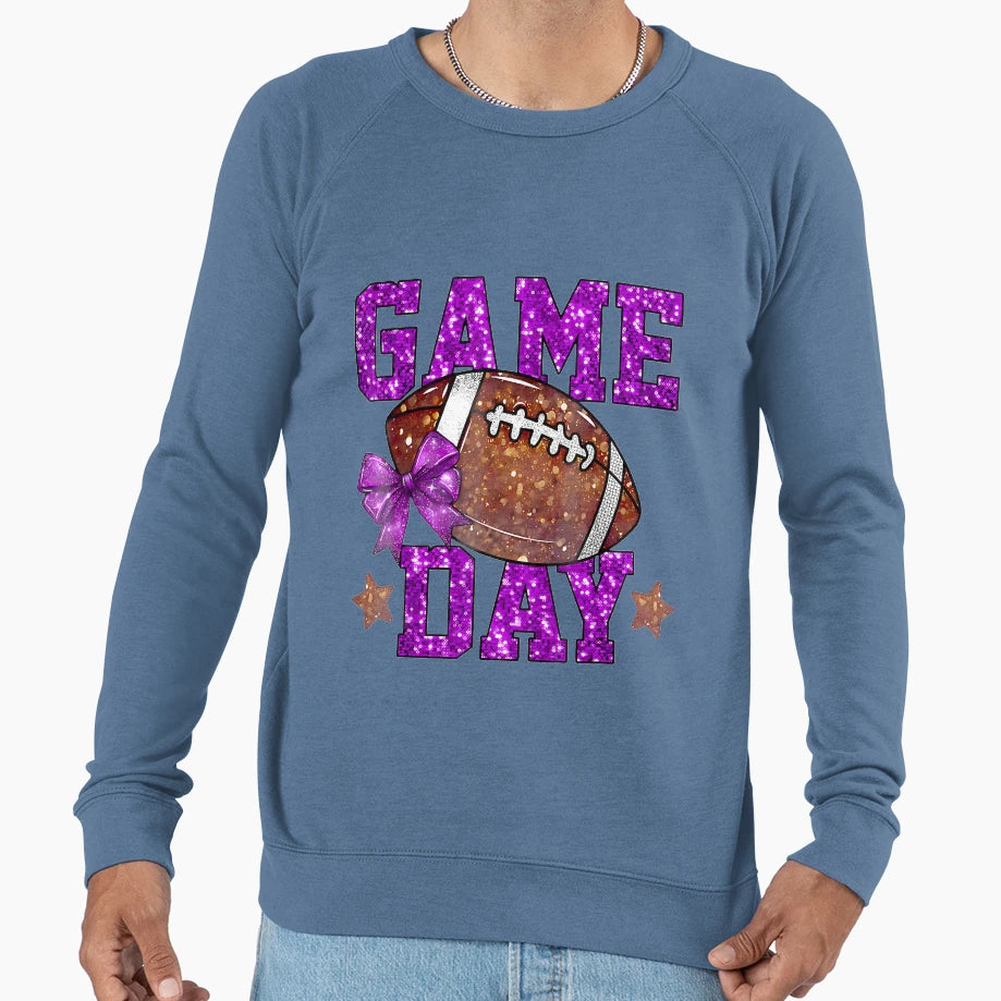 Glitter Football Mom Game Day Sweatshirt - Fun Novelty Design Men Women - T-Shirt, Sweatshirt, Hoodie