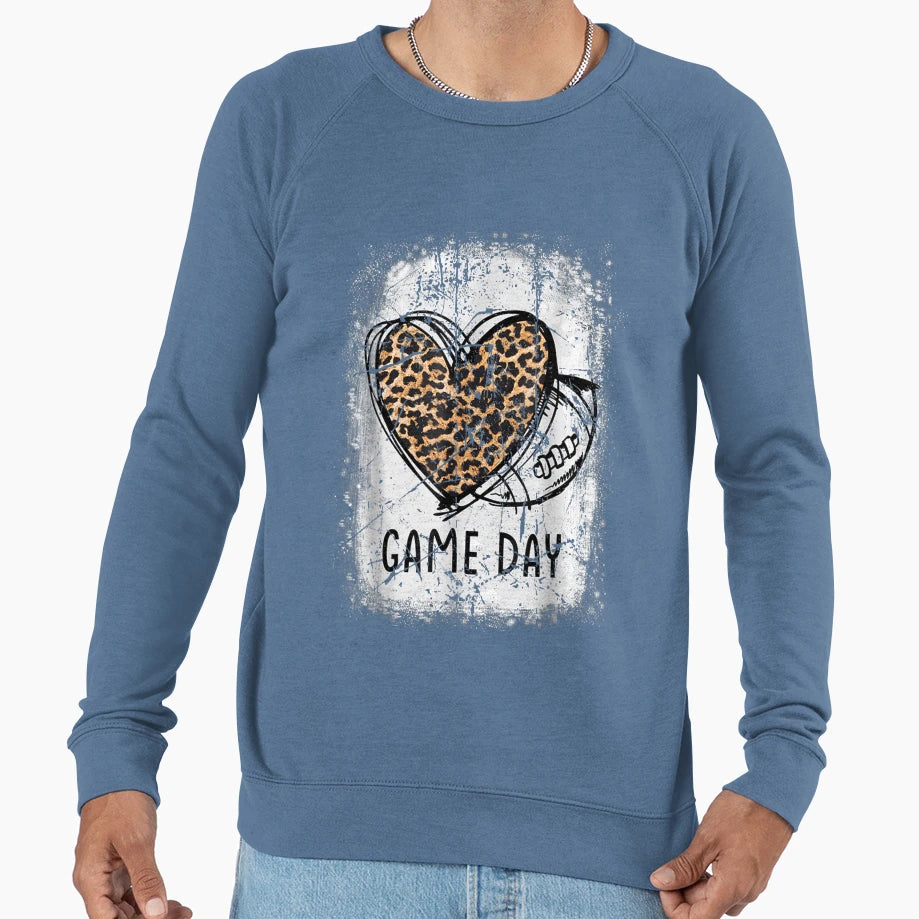 Game Day Leopard Heart Football Sweatshirt - Fun Novelty Design for Adults - T-Shirt, Sweatshirt, Hoodie